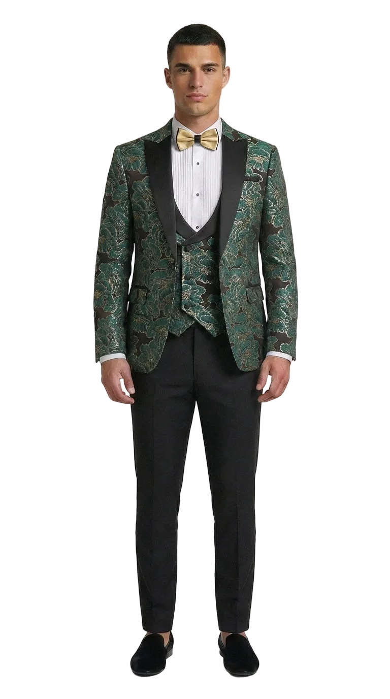Emerald Green Floral- Slim Fit Tuxedo