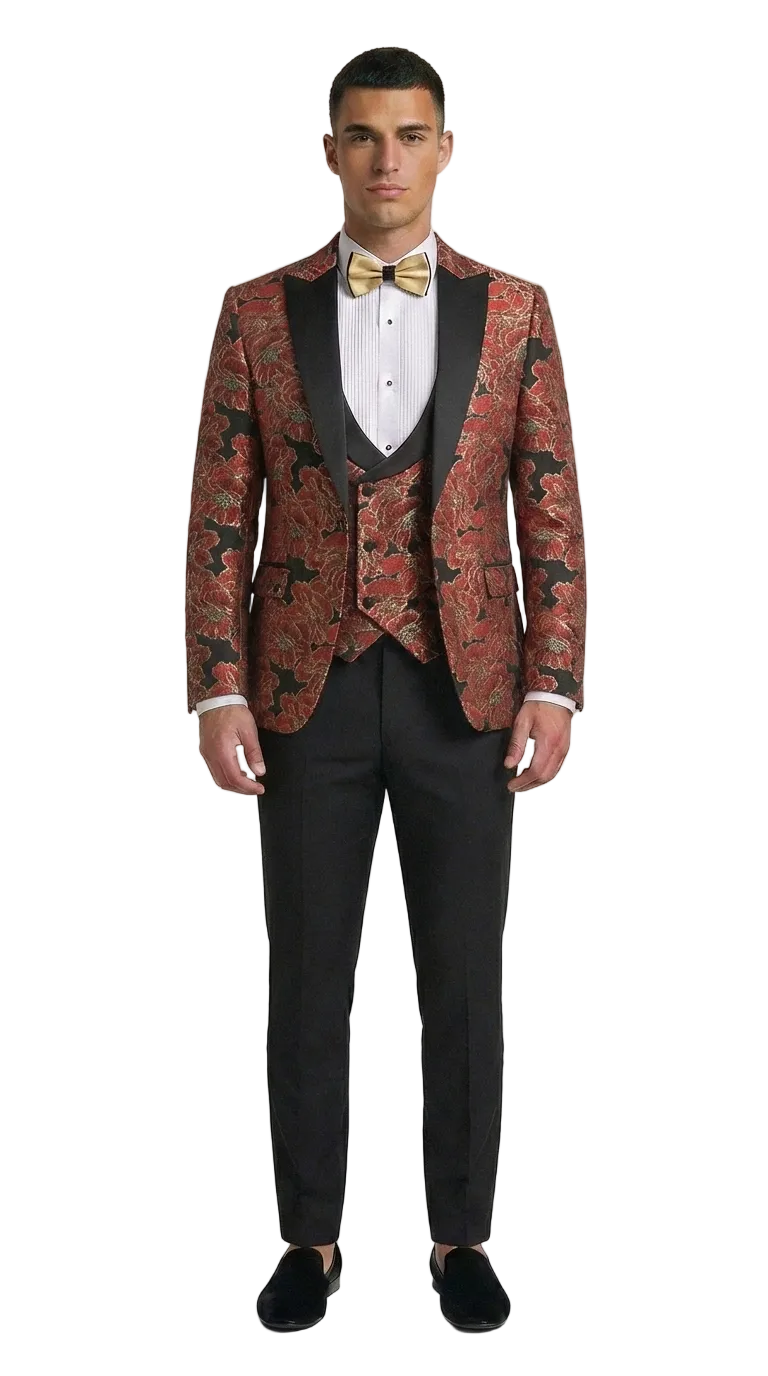 Red Floral- Slim Fit Tuxedo