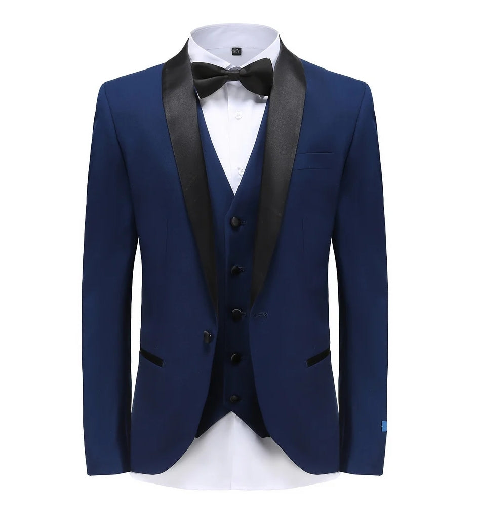 Indigo Slim Fit Tuxedo with Black Satin Lapel