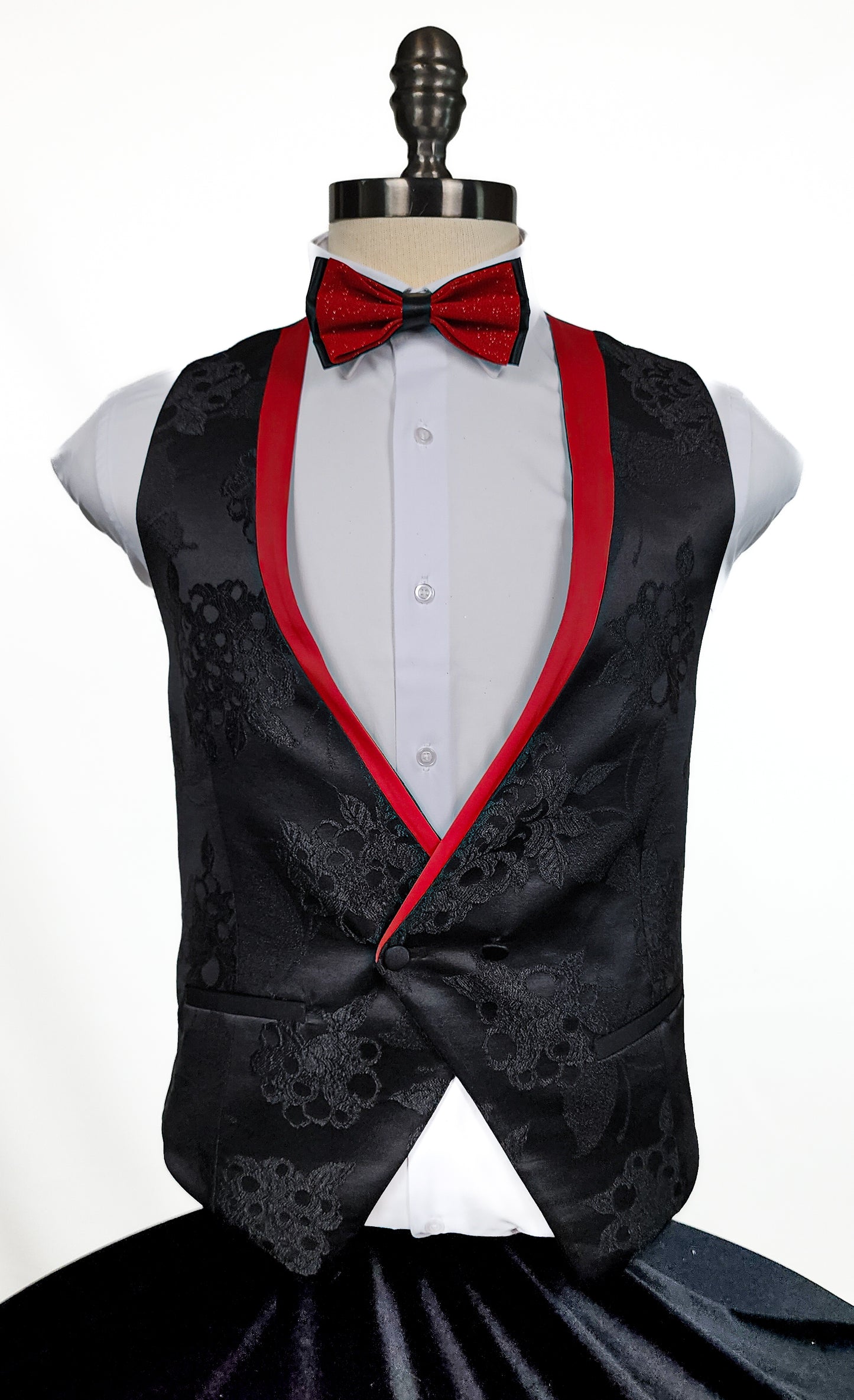 Satin Jacquard Black/Red Tuxedo