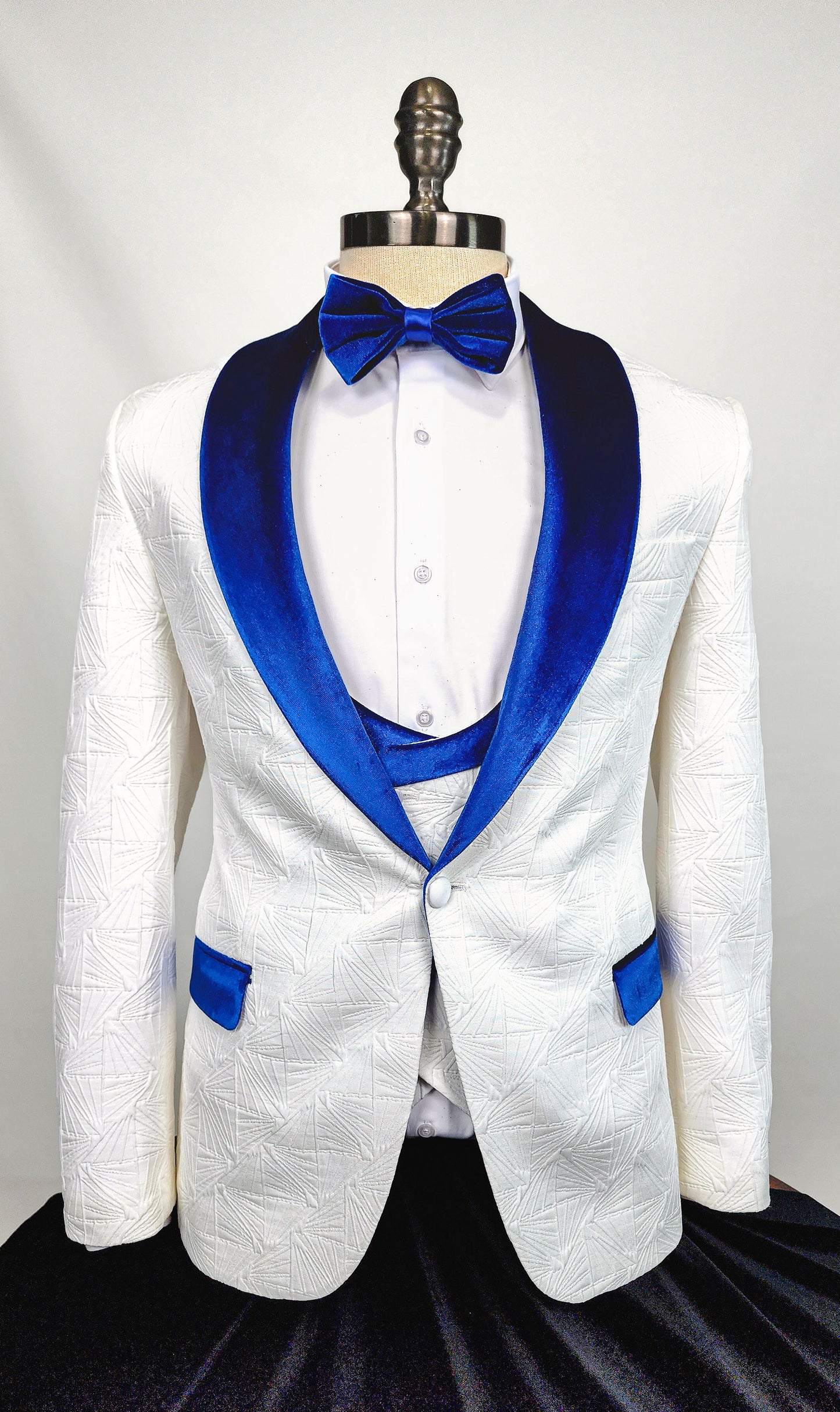 Royal Velvet White and Blue Tuxedo