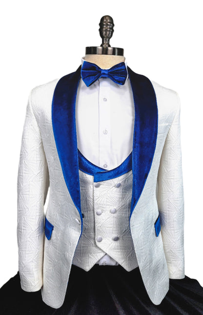 Royal Velvet White and Blue Tuxedo