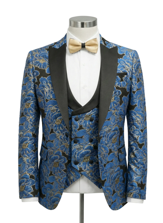 Royal Blue Floral- Slim Fit Tuxedo