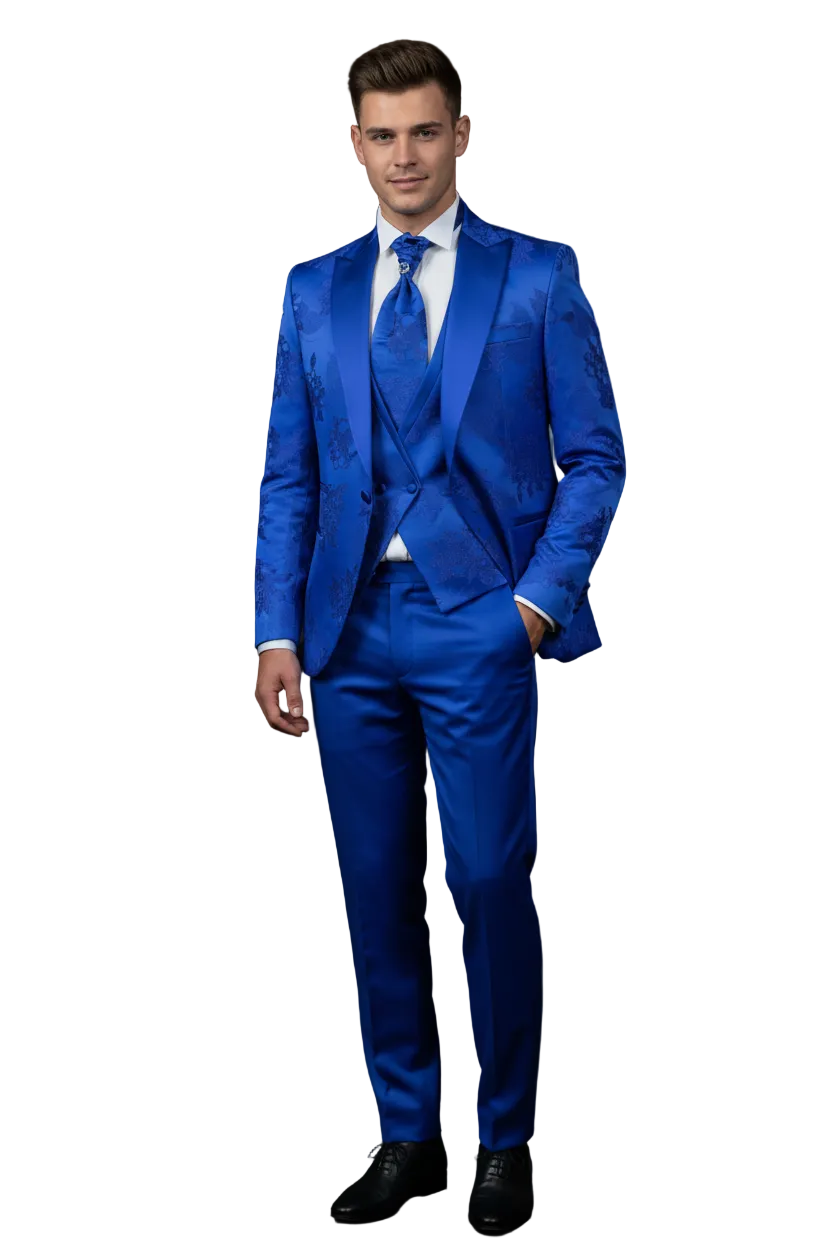 Satin Jacquard Royal Blue Tuxedo