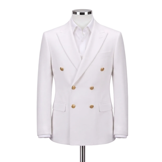 ARZEL White Double Breast Blazer
