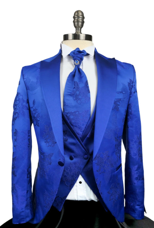 Satin Jacquard Royal Blue Tuxedo