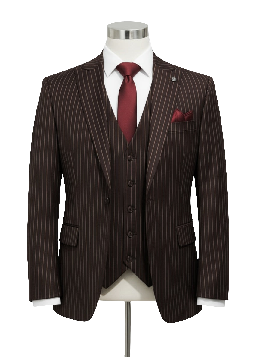 Chocolate ARZEL Executive Stripe Suit