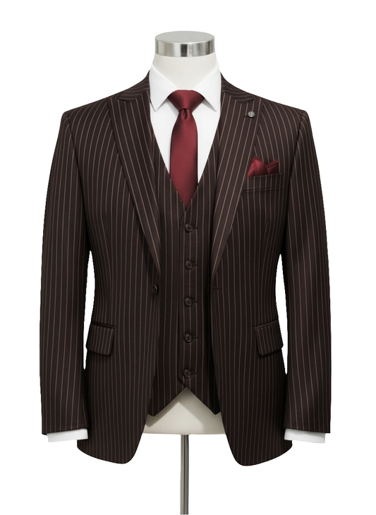 Chocolate ARZEL Executive Stripe Suit