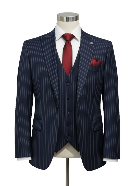 Navy ARZEL Executive Stripe Suit