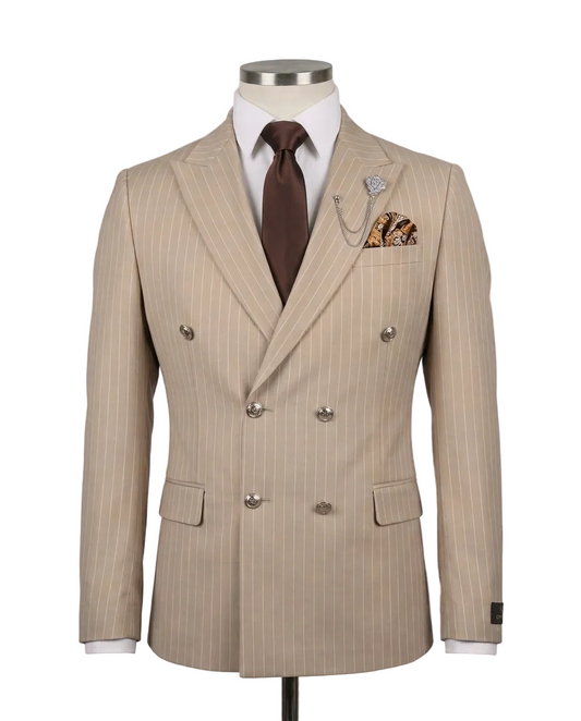 Double-Breasted Pinstripe Slim Fit Suit